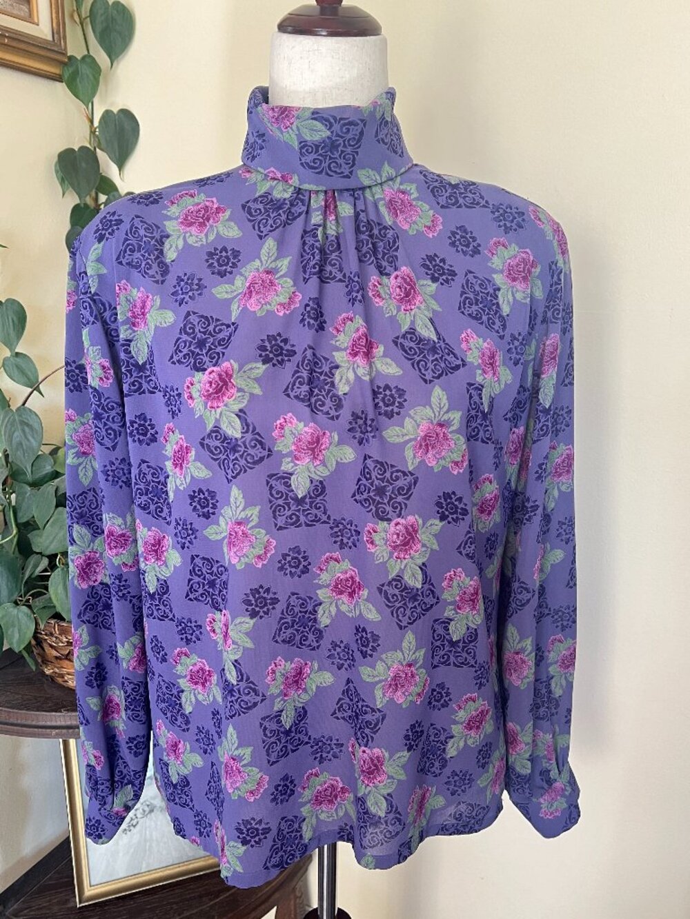 Country Sophisticates by Pendleton Purple Floral Vintage Blouse sz 10